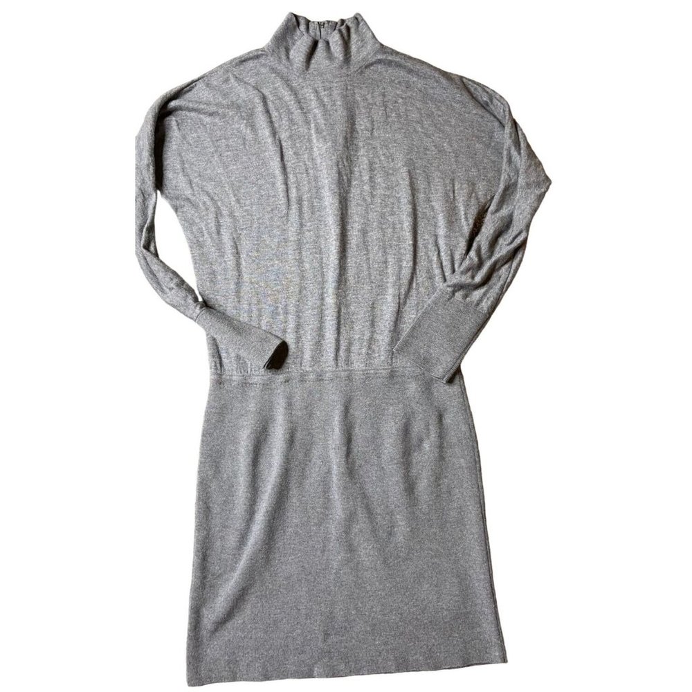 White House Black Market Women Small Dress Mini Classic Knit Gray Sexy Stretch